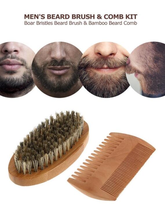 Boar Hair Bristle Beard Brush Shaving Comb - Image 2